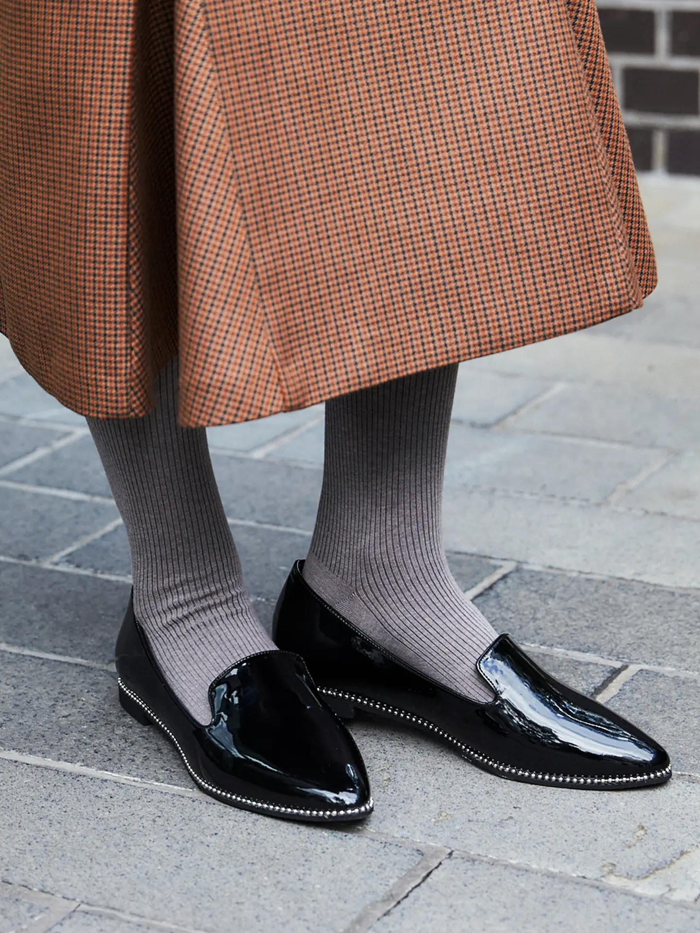 靴下屋 250デニール 綿混3×1リブ タイツ