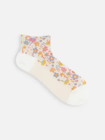 フロートボタニカル総柄ちょい長ショートソックス