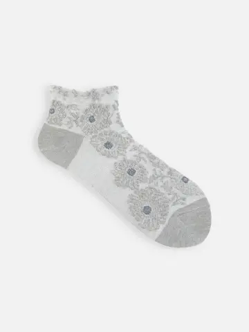 【ゴムくちソフト】お花フロートちょい長ショートソックス