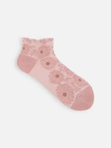 【ゴムくちソフト】お花フロートちょい長ショートソックス