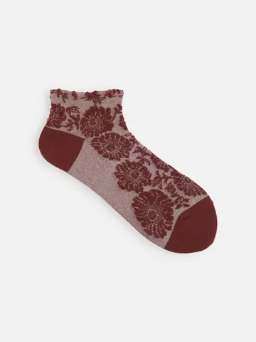 【ゴムくちソフト】お花フロートちょい長ショートソックス