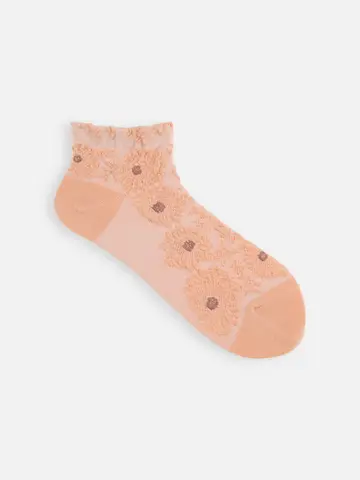 【ゴムくちソフト】お花フロートちょい長ショートソックス