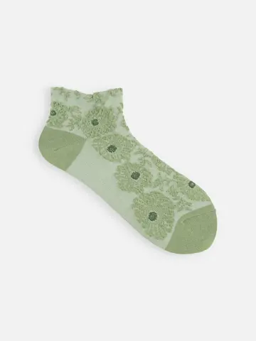 【ゴムくちソフト】お花フロートちょい長ショートソックス