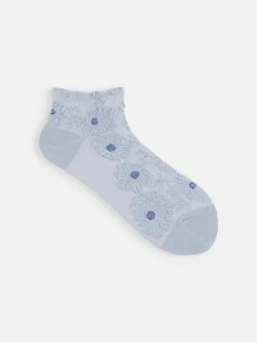 【ゴムくちソフト】お花フロートちょい長ショートソックス