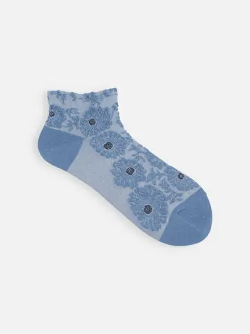 【ゴムくちソフト】お花フロートちょい長ショートソックス