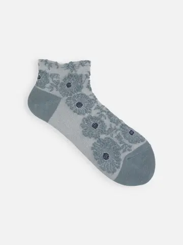 【ゴムくちソフト】お花フロートちょい長ショートソックス