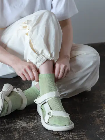 【冷感ドライ】ストライプリブメッシュショートソックス