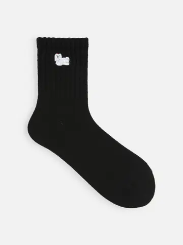 毛混アメリブ動物刺繍ショートソックス