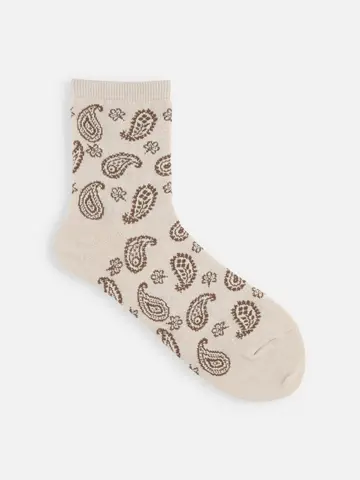 綿麻ペイズリーショートソックス