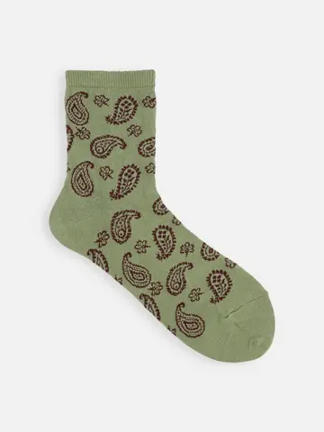 綿麻ペイズリーショートソックス