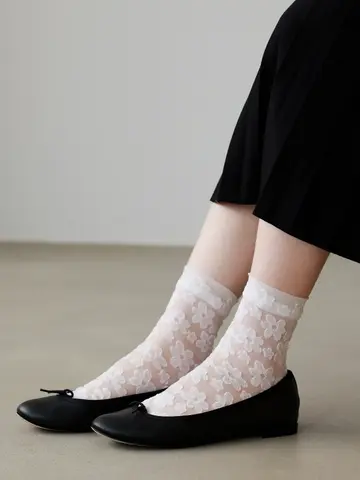 チュールレースフラワーショートソックス