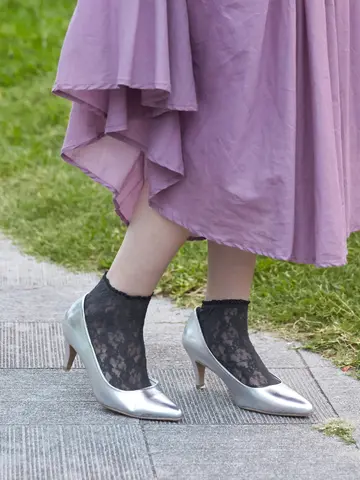 縫製レースショートソックス