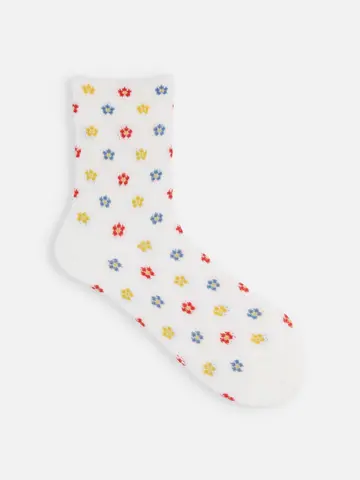 【さらっと冷感】 メッシュポッピングフラワーショートソックス