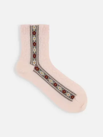 チロリアンシアーフラワーショートソックス