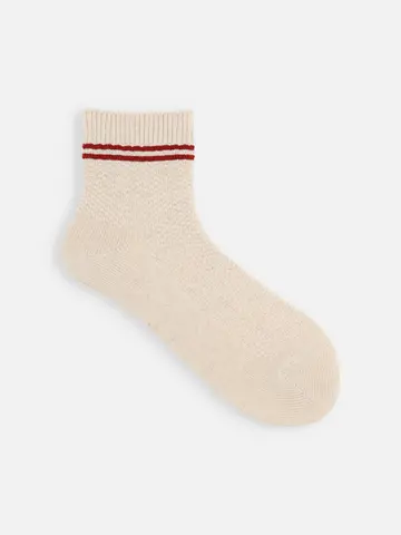 【綿麻】リンクス鹿の子ラインショートソックス