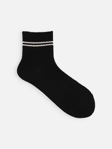 【綿麻】リンクス鹿の子ラインショートソックス