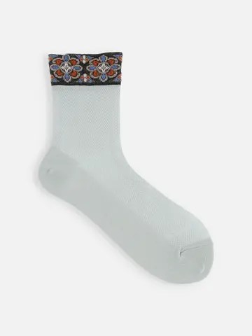 【さらっと冷感】 履き口ゆったりフロートメッシュショートソックス