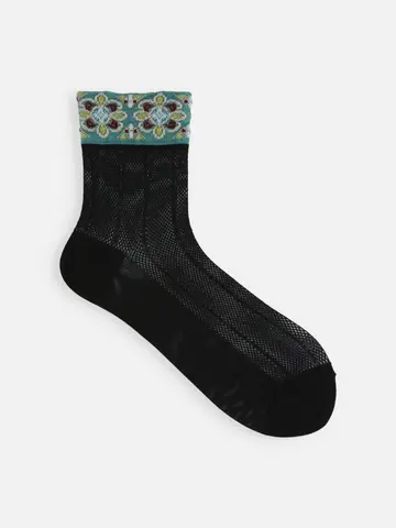 【さらっと冷感】 履き口ゆったりフロートメッシュショートソックス