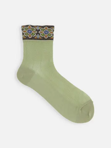 【さらっと冷感】 履き口ゆったりフロートメッシュショートソックス