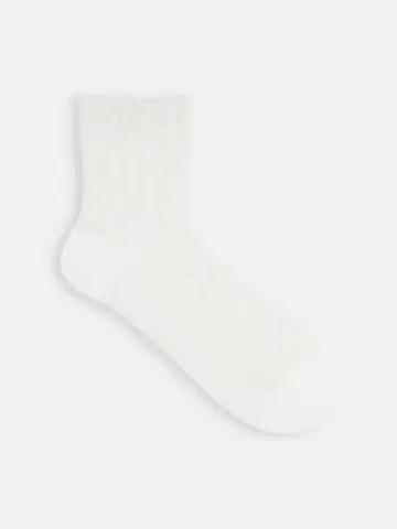 【履き口ゆったり】綿麻メッシュレースショートソックス
