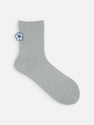 かぎ針編みフラワー付ショートソックス