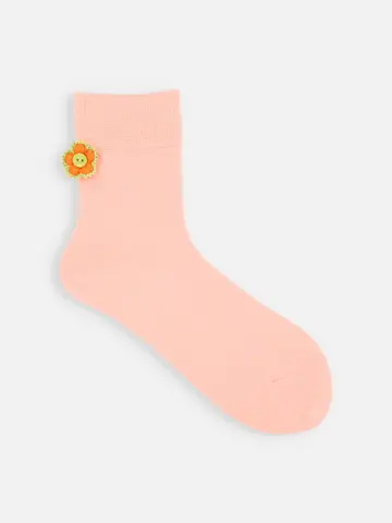 かぎ針編みフラワー付ショートソックス