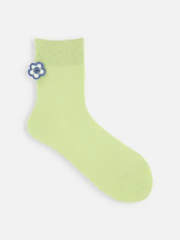 かぎ針編みフラワー付ショートソックス