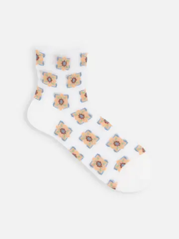チュールタイル柄ショートソックス