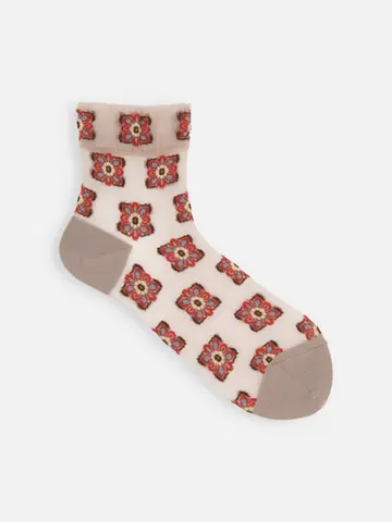 チュールタイル柄ショートソックス