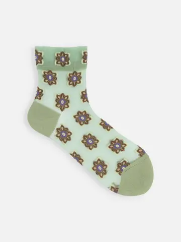 チュールタイル柄ショートソックス