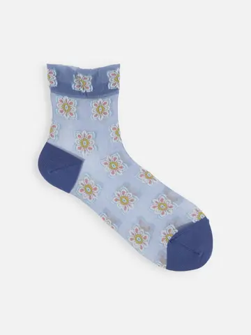 チュールタイル柄ショートソックス