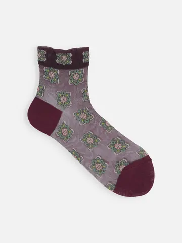 チュールタイル柄ショートソックス