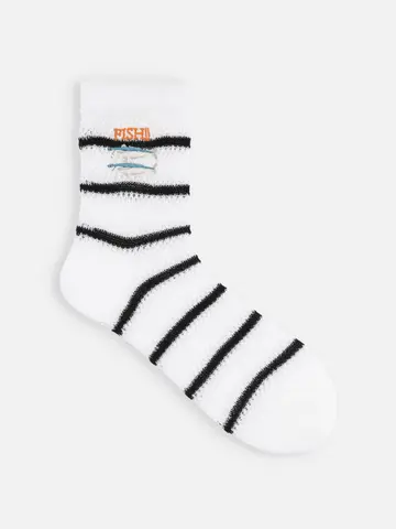 FISH‼刺繍メッシュボーダーショートソックス