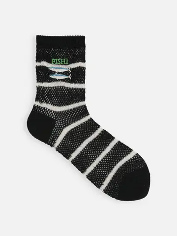 FISH‼刺繍メッシュボーダーショートソックス