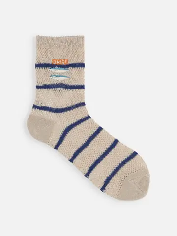 FISH‼刺繍メッシュボーダーショートソックス