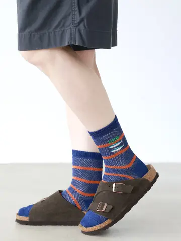 FISH‼刺繍メッシュボーダーショートソックス