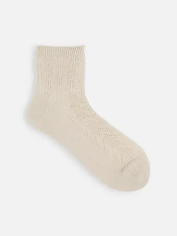 【表糸リネン100％】ピュアリネンメッシュヘリンボーンショートソックス