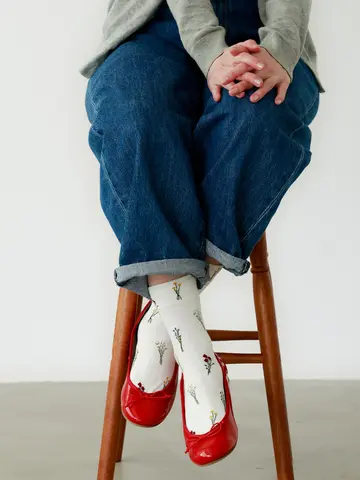 ドライフラワー柄ショートソックス
