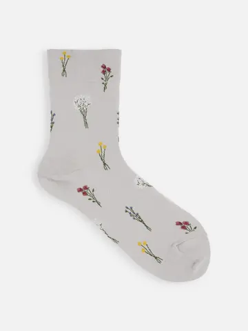 ドライフラワー柄ショートソックス