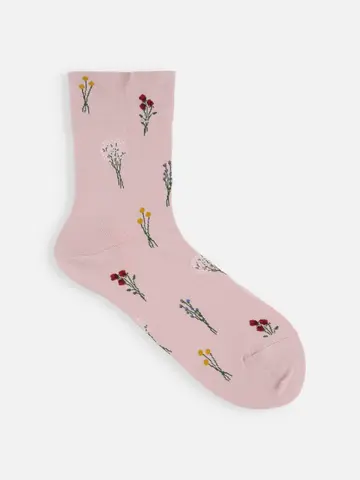 ドライフラワー柄ショートソックス