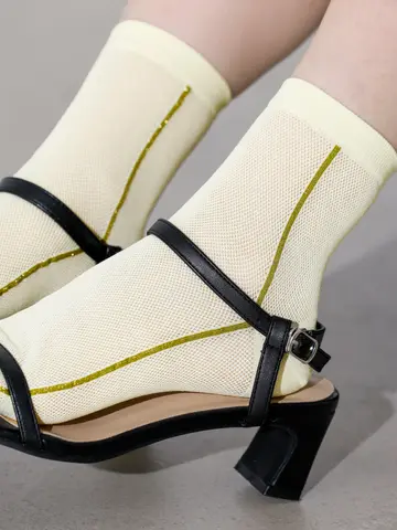 【さらっと冷感】メッシュサイドラメラインアンク