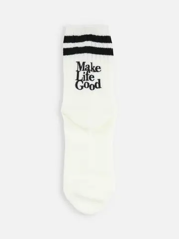 2本ラインデカロゴ刺繍ショートソックス