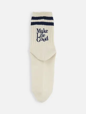 2本ラインデカロゴ刺繍ショートソックス