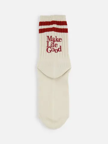 2本ラインデカロゴ刺繍ショートソックス