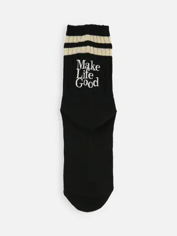 2本ラインデカロゴ刺繍ショートソックス