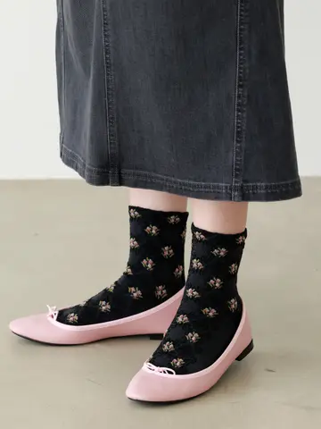 フロート小花ショートソックス