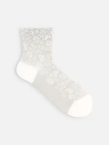 動物とお花柄フロートショートソックス