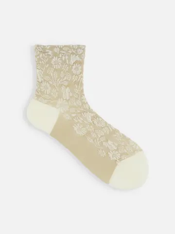 動物とお花柄フロートショートソックス