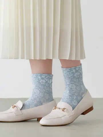 動物とお花柄フロートショートソックス