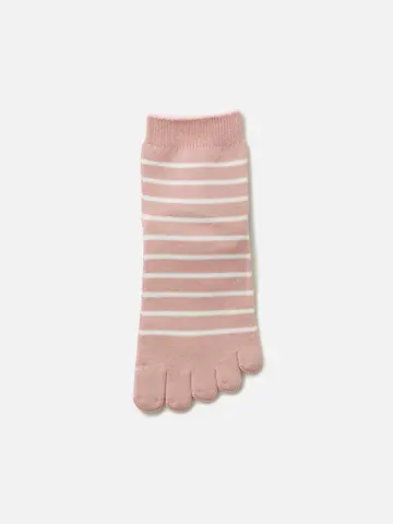 細ボーダー柄五本指ショートソックス